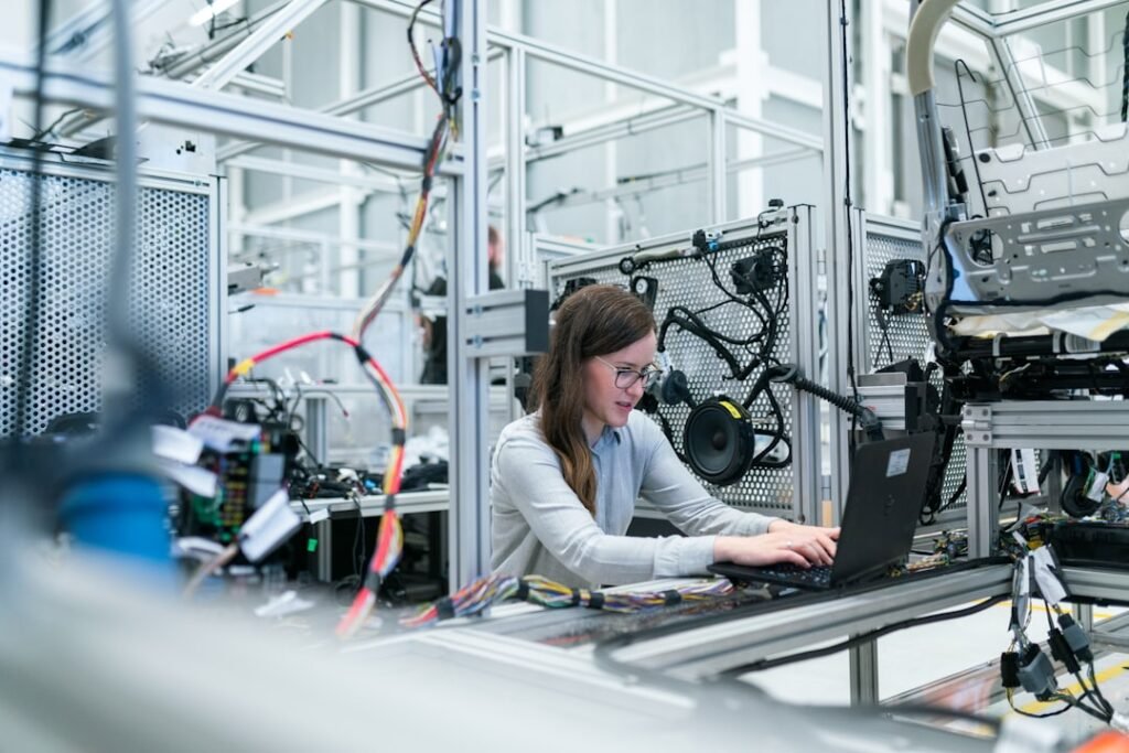Mechanical engineer at work
